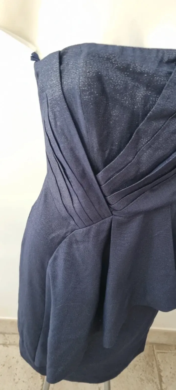 Robe courte bleue marine brillante naf naf cocktail soirée mariage 38 - photo numéro 5