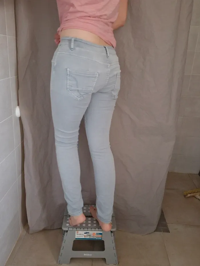 Jean zac&zoe Réversible bleu/fleurie taille 38 - photo numéro 4