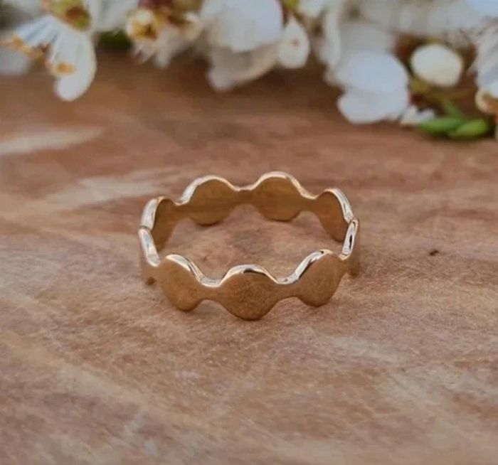Bague cercle formes géométriques plaqué or taille 56