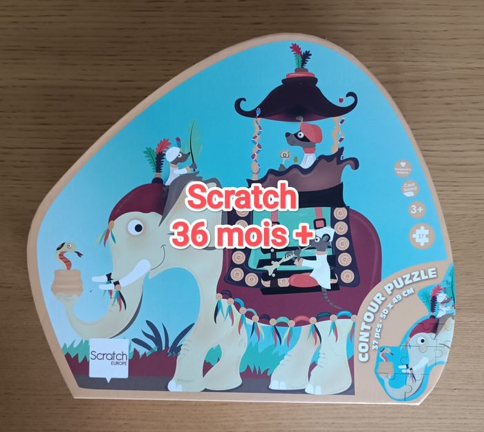 Puzzle contour Scratch "Un éléphant en Extrême Orient" 3 ans +