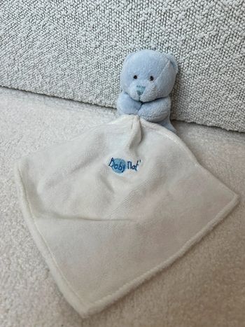 Doudou mouchoir babynat blanc et bleu