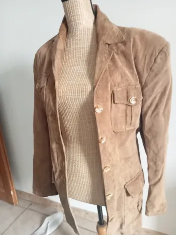 Veste saharienne vintage cuir