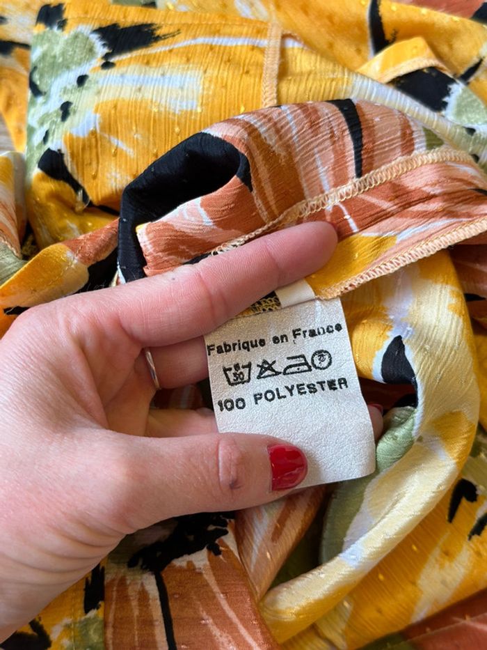 Chemise jaune imprimée fleurs, modèle vintage, taille unique - Saint Charles - photo numéro 9