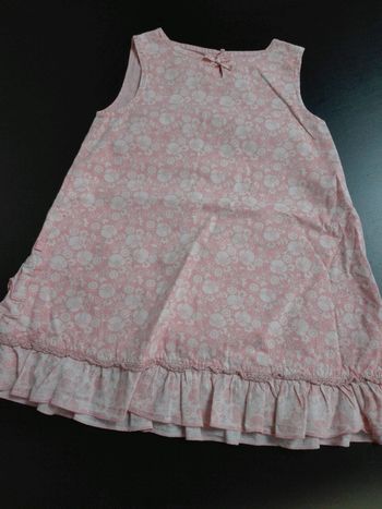 Robe liberty fleurs volants rose blanc obaibi bébé fille 12 mois