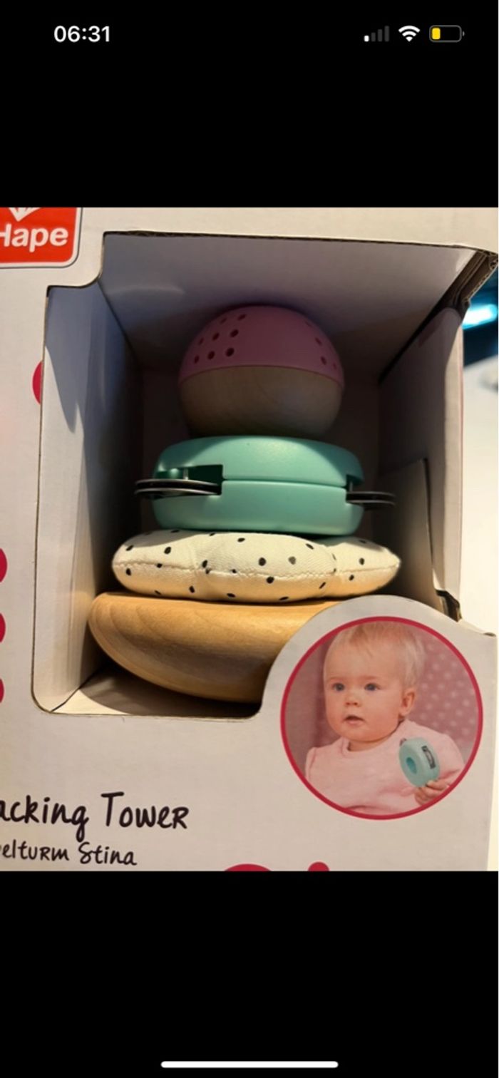 Pyramide à empiler bois et tissu - HAPE - multicolore - photo numéro 3