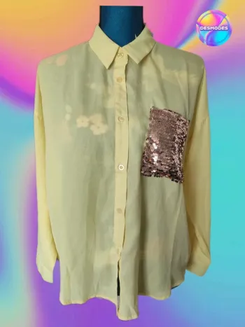 Petite chemise jaune sequins fluide - Drop en soleil