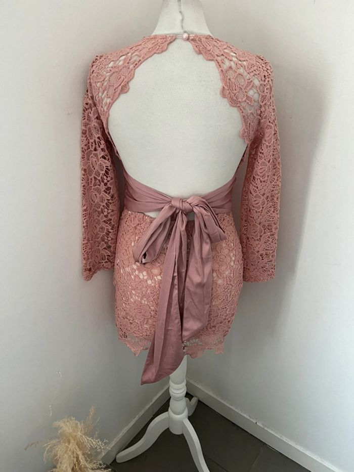 Robe de soirée rose et dentelle S - photo numéro 5