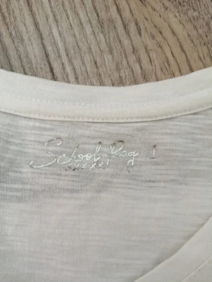 Tee-shirt blanc avec ballerines à paillettes / school rag / (S) - photo numéro 4