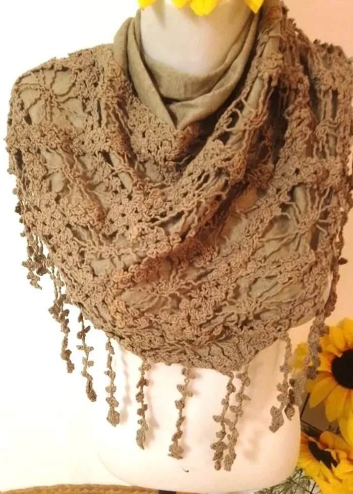 châle triangulaire 160 x 60 cm - 50% acrylique et 50% coton - photo numéro 4