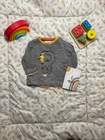 teeshirt manches longues gris et jaune 6 mois obaibi