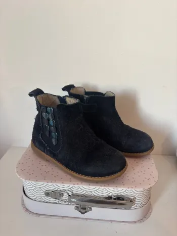 Bottines en daim bleu marine sergent Major
