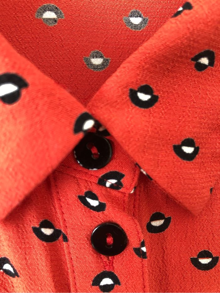 Robe longue orange à motifs noir et blanc - Sinéquanone - L - photo numéro 8