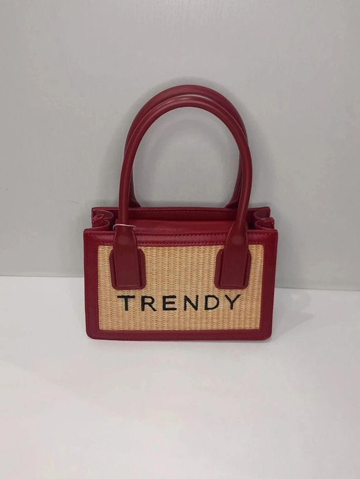 Sac à main Tom & Eva Rouge en similicuir et en tressé