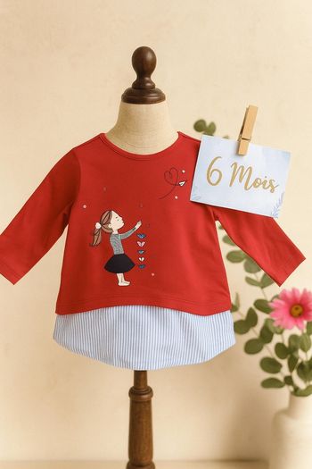 T-shirt rouge manche longue 6mois