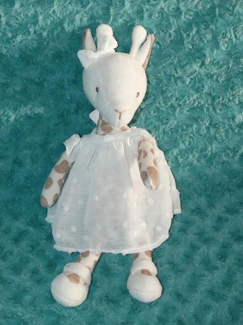 Doudou girafe Lucy Bukowski blanc marron clair 🦒 Neuf