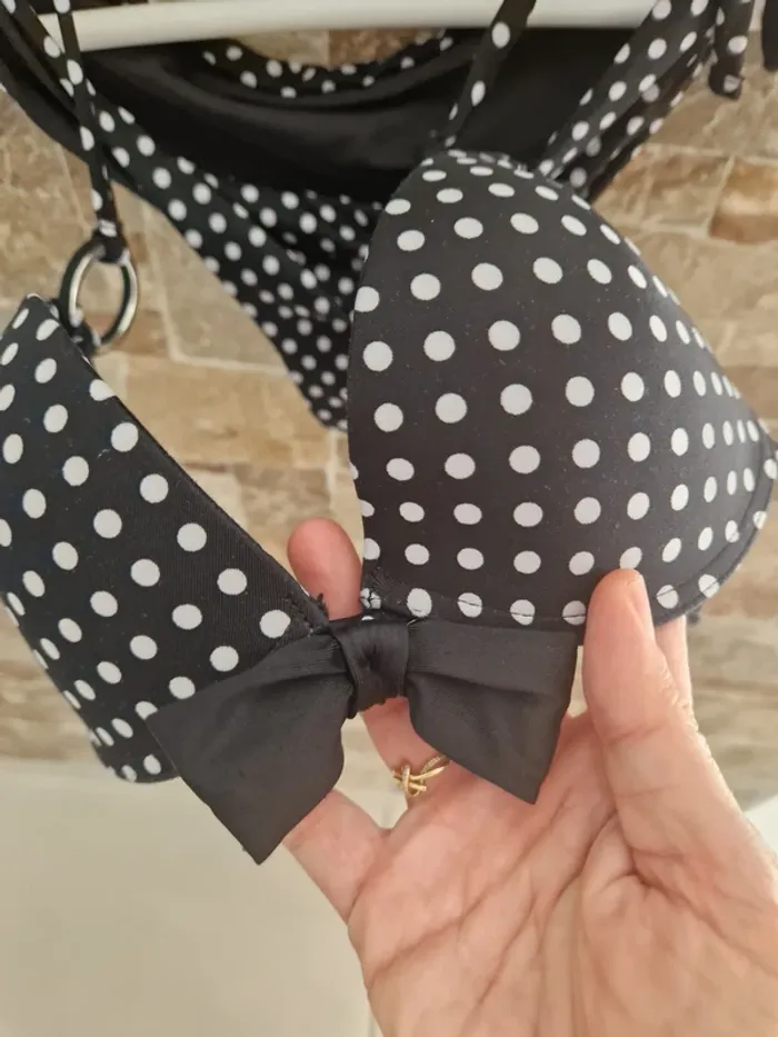 1 ensemble maillot de bain bleu marine avec points blanc taille 38 - photo numéro 6