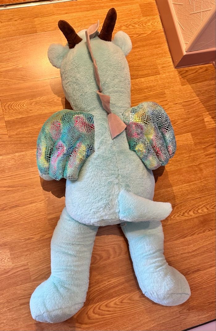 Grande peluche JouéClub Dragon bleu turquoise - neuve - photo numéro 8