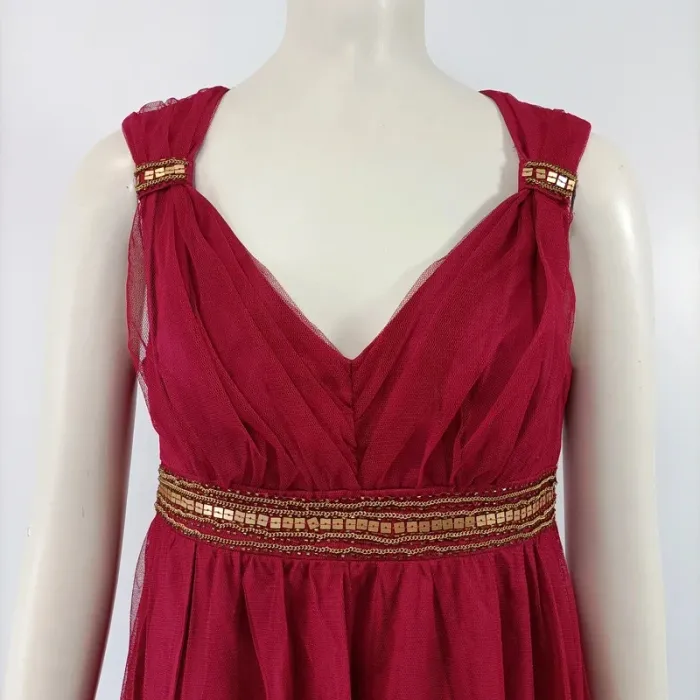 Robe bordeaux midi style empire broderies dorées – 1.2.3 Paris – taille 36 A055 - photo numéro 2