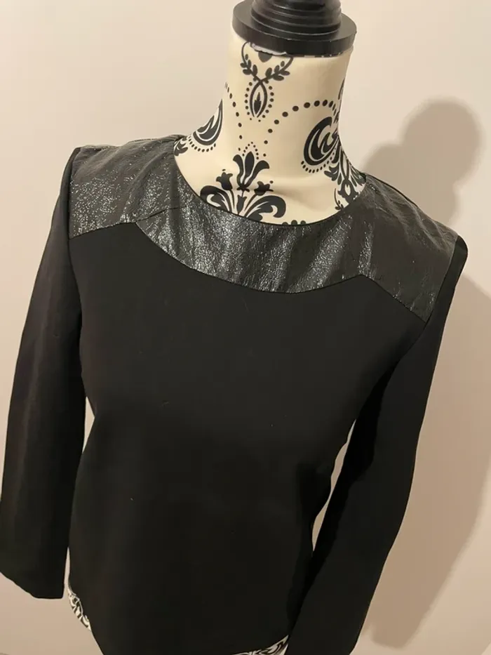 Blouse noire chic en simili cuir - La Redoute - Taille 36 - photo numéro 2