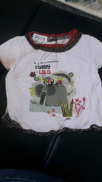 T-shirt rose éléphant 9 mois