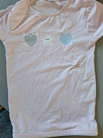 T-shirt anti-UV manches courte rose Fille