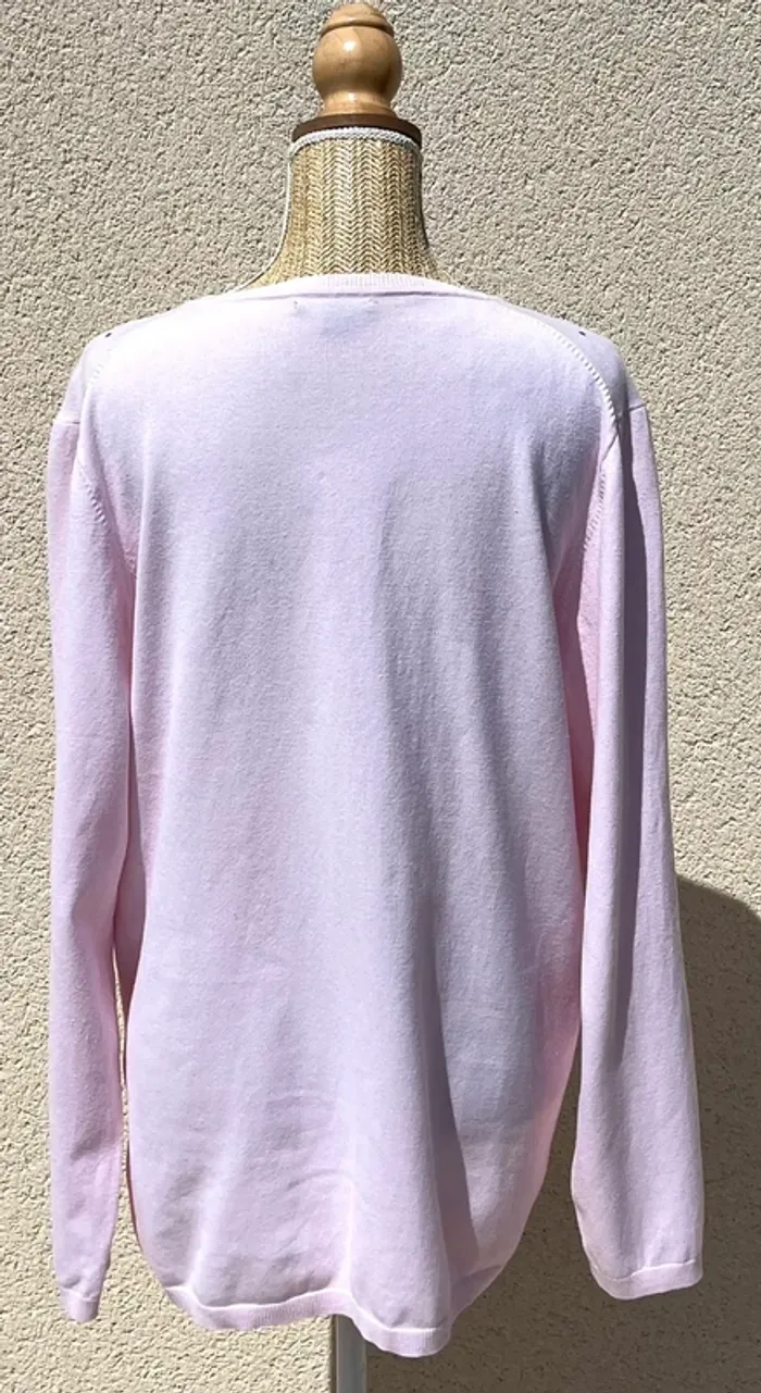 Pull rose avec des points, col V, bleu marine, Tommy Hilfiger, femme, taille : XXL - photo numéro 2