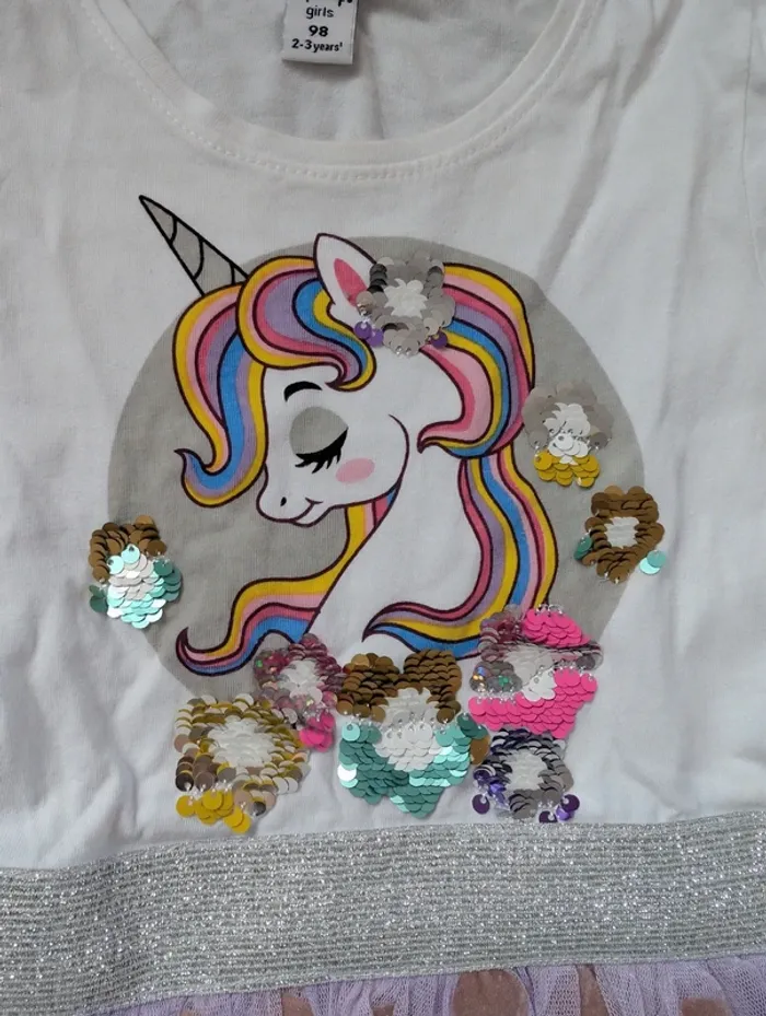 Robe à manches courtes chic fille 2/3 ans Licorne comme NEUVE - photo numéro 2
