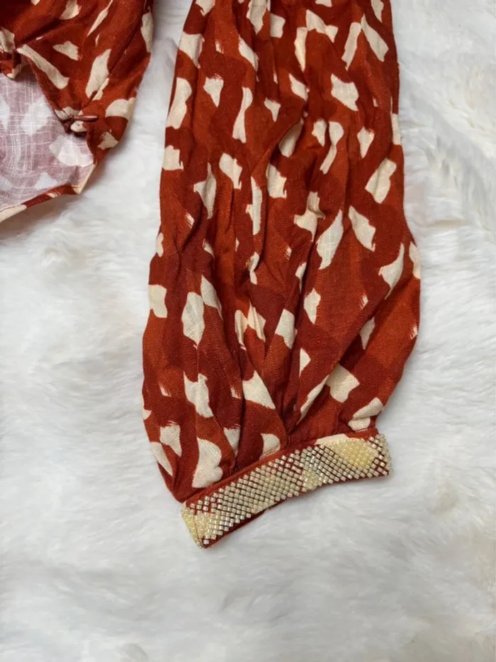 Top Zara orange à motifs taille S - photo numéro 3