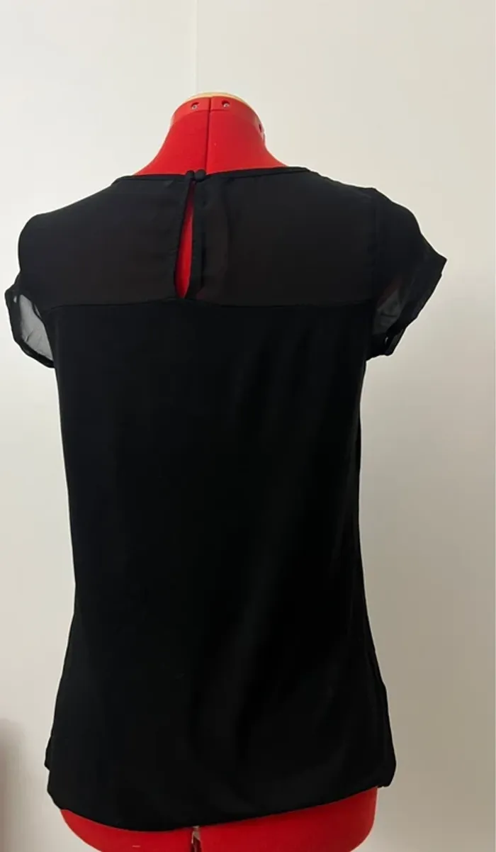 Blouse manches courtes détails transparents noir Camaieu - photo numéro 4