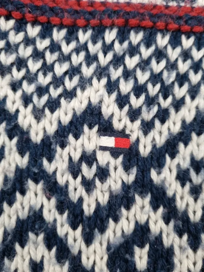 Pull col châle à motifs Tommy Hilfiger – Taille XL Homme (mesures en photos) - photo numéro 7