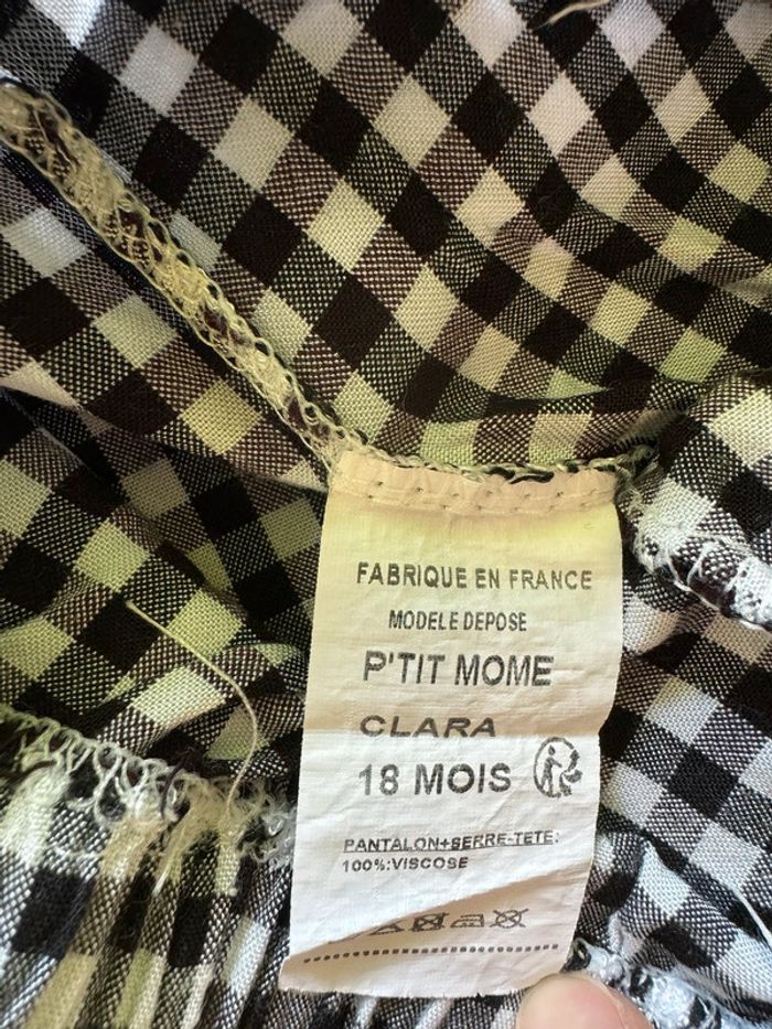 Ensemble tunique + pantalon vichy noir - 18 mois - photo numéro 3