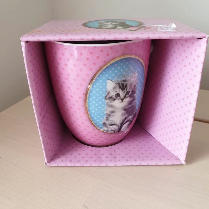 mug motif chat rose bleu oberthur non ouvert - photo numéro 3