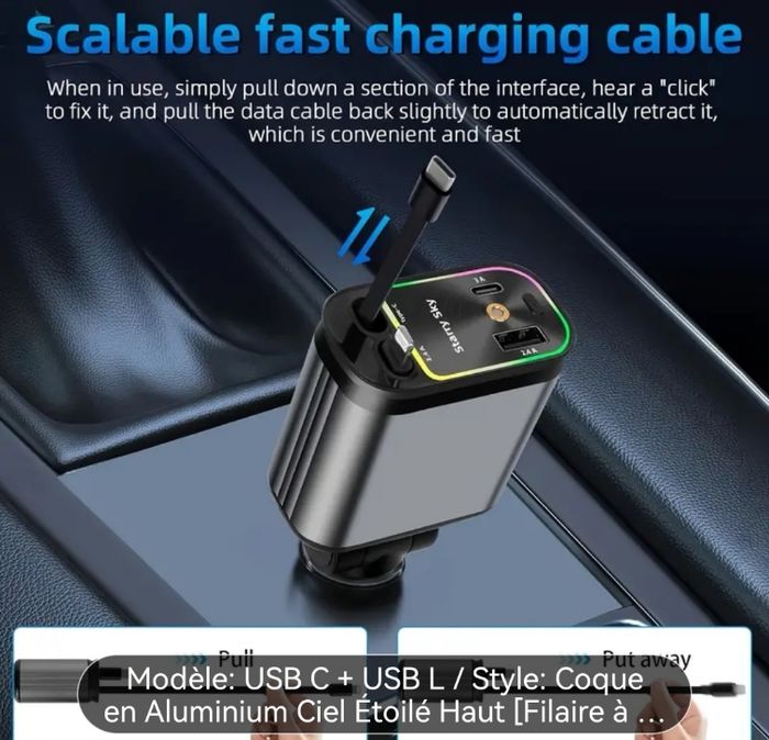 CHARGEUR VOITURE RETRACTABLE SAN.COMO - photo numéro 10