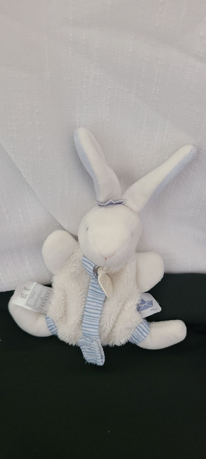 LAPIN MATELOT - DOUDOU AVEC ATTACHE TÉTINE