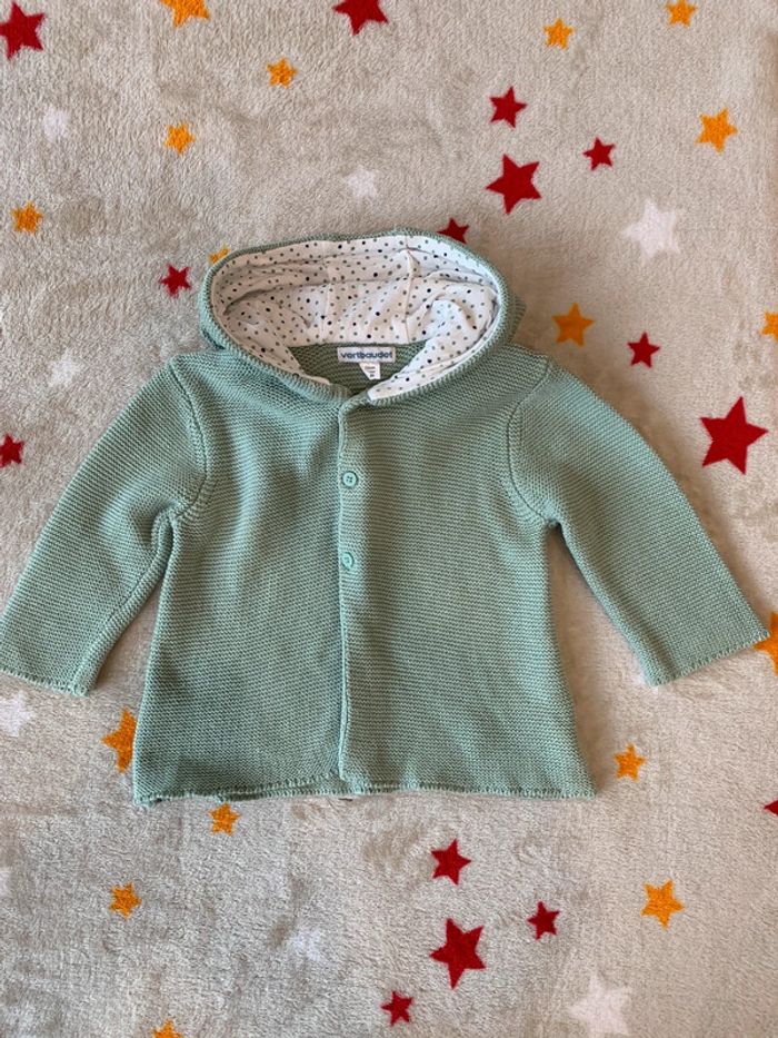 Ensemble Naissance 3 Pièces Point Mousse Vertbaudet Vert D’Eau 1 An - photo numéro 2