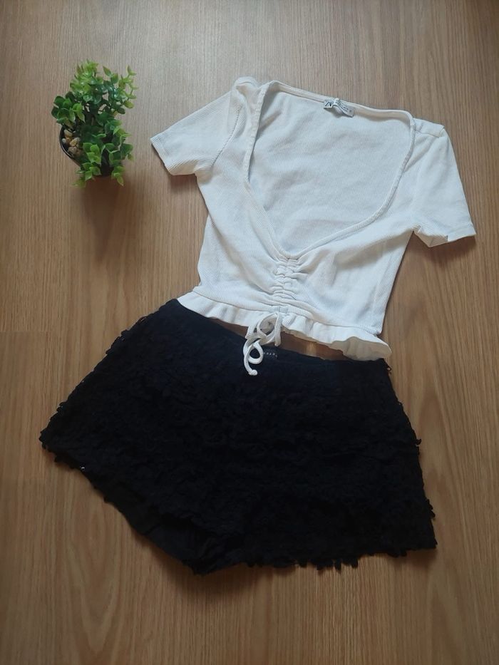 Mini short crochet noir Zara T.M TBE 🖤 - photo numéro 2