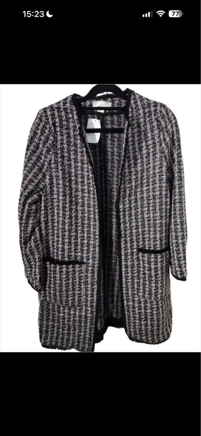 Veste longue chic classe- Noir Et Blanc - Très Bon Etat