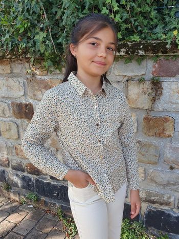 Chemise fleurie Lille beige Taille 8 ans