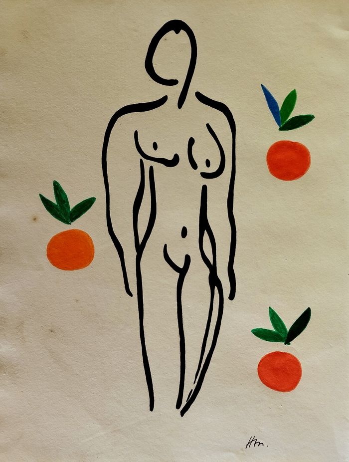 Dessin moderne portrait de femme nue