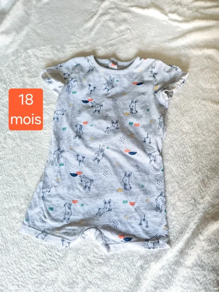 Combi short 18 mois lapin