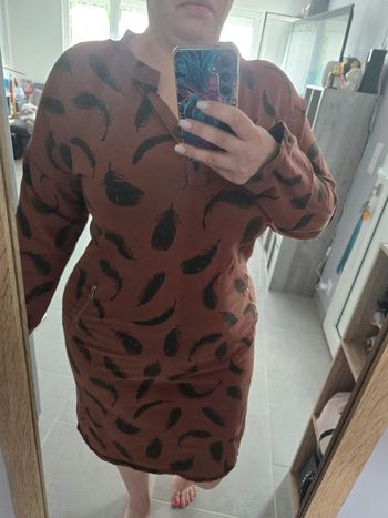 Robe marron à plume