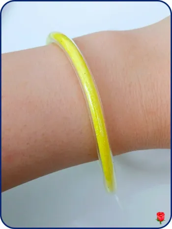 Bracelet jonc jaune souple pailleté – tendance coloré été