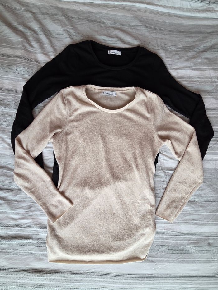 Lot de 2 pulls de grossesse beige et noir