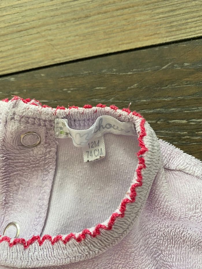 Grenouillère pyjama kitchoun 12 mois rose plumes - photo numéro 3