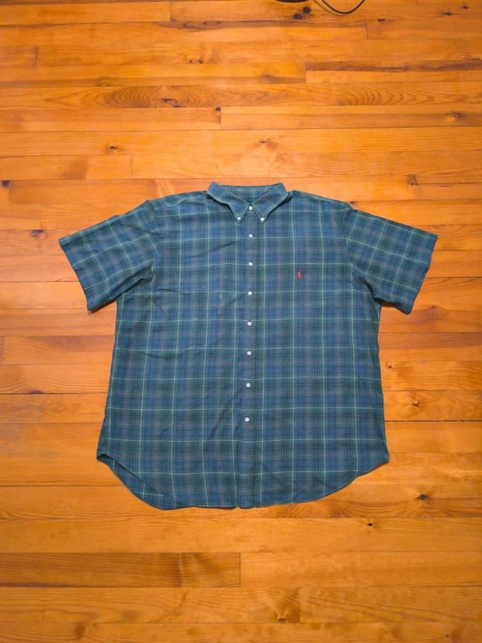 Chemisette à carreaux - Ralph Lauren - Classic Fit - Logo brodé rouge - Vert, bleu - Taille XXXL - photo numéro 3