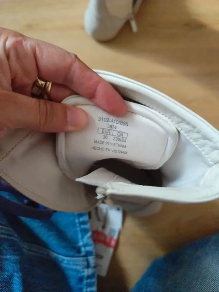 Baskets hautes style boxe Zara cuir blanc cassé 36 neuves - photo numéro 7