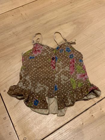 Débardeur très fin marron avec motif fleur en très bon état Absorba 3 ans