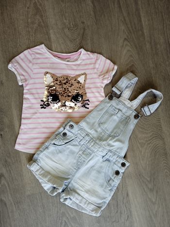 Ensemble salopette short et teeshirt