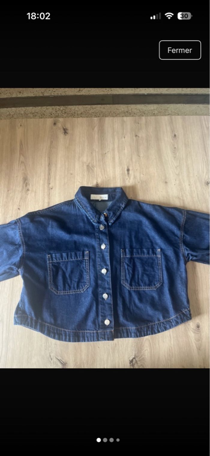 Veste chemise jeans bleu brut Zara - photo numéro 1