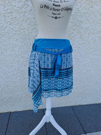 Mini jupe trapèze imprimé turquoise La mode est à vous t.40